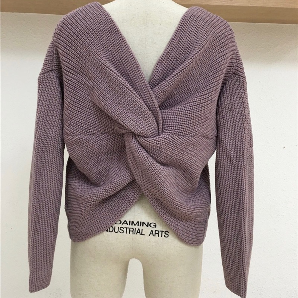 5🌟Sunny Day Sexy Purple Long Sleeve Cozy Sweater - Picture 7 of 8